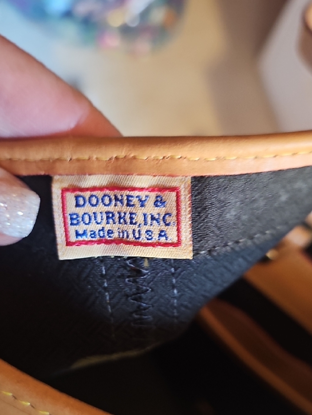 Dooney & Bourke Black Canvas Tote with Tan Leather Trim - Picture 10 of 16